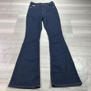 NEW Calvin Klein Jeans High Rise Flare Jeans Womens 25RG Dark Wash Stretch Denim